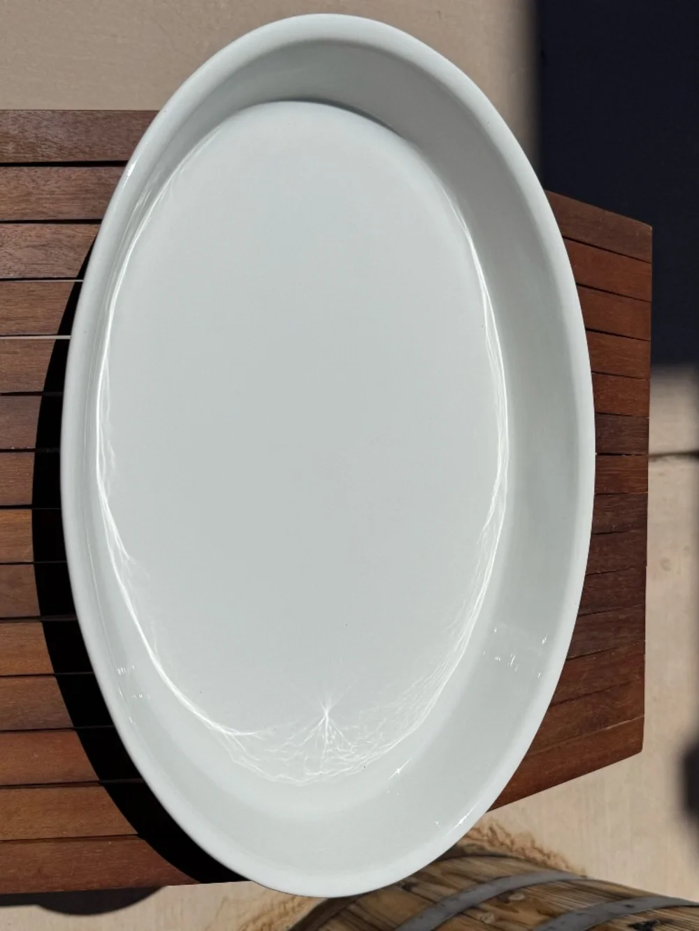 Large White Oval Serving Platter Baker 16